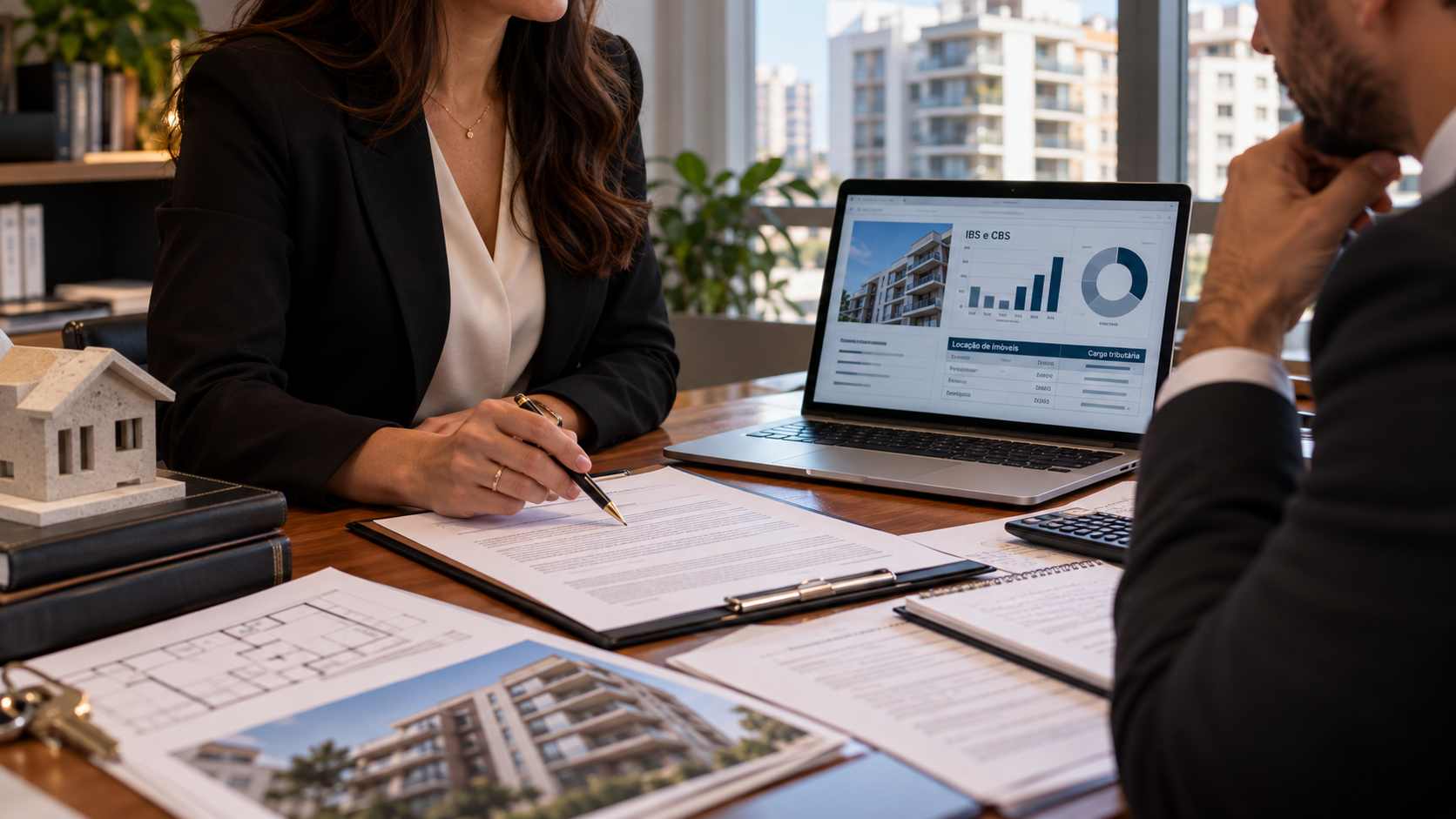 Análise tributária de contratos de locação e documentos imobiliários, com avaliação dos impactos do IBS e da CBS sobre receitas de aluguel.